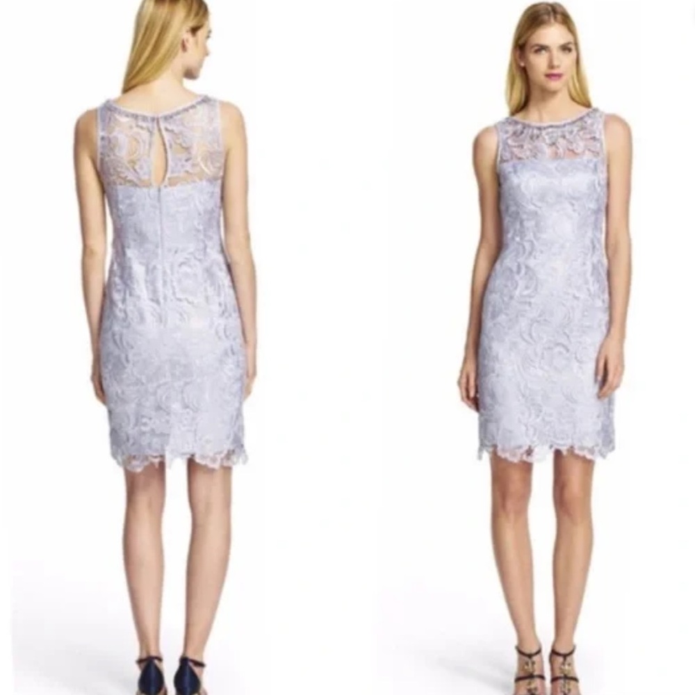 Adrianna Papell Silver Gray Jeweled Lace Dress Cocktail Party Dress size 22W